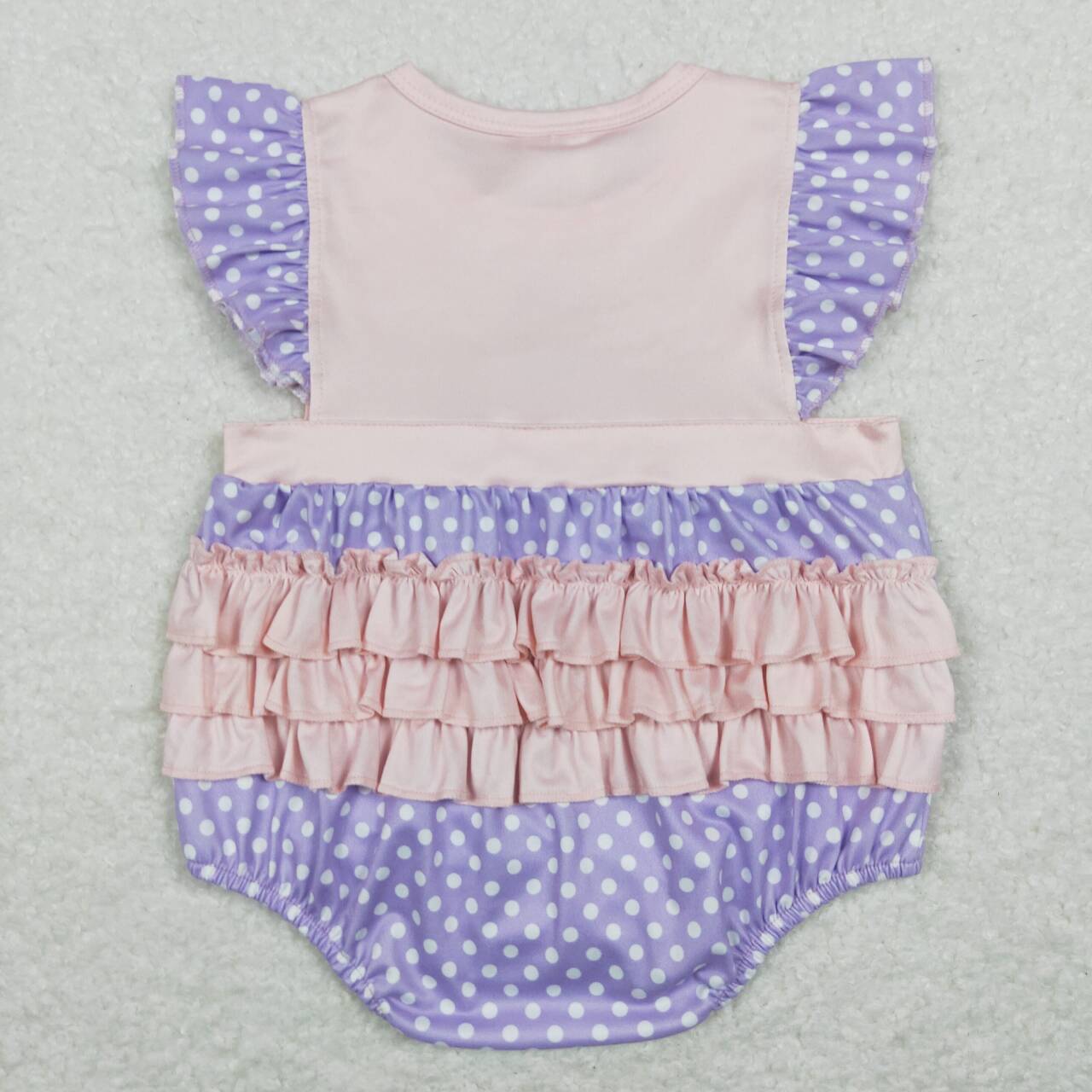 SR0377  Pink Purple Ice Cream Girls Short Sleeve Romper