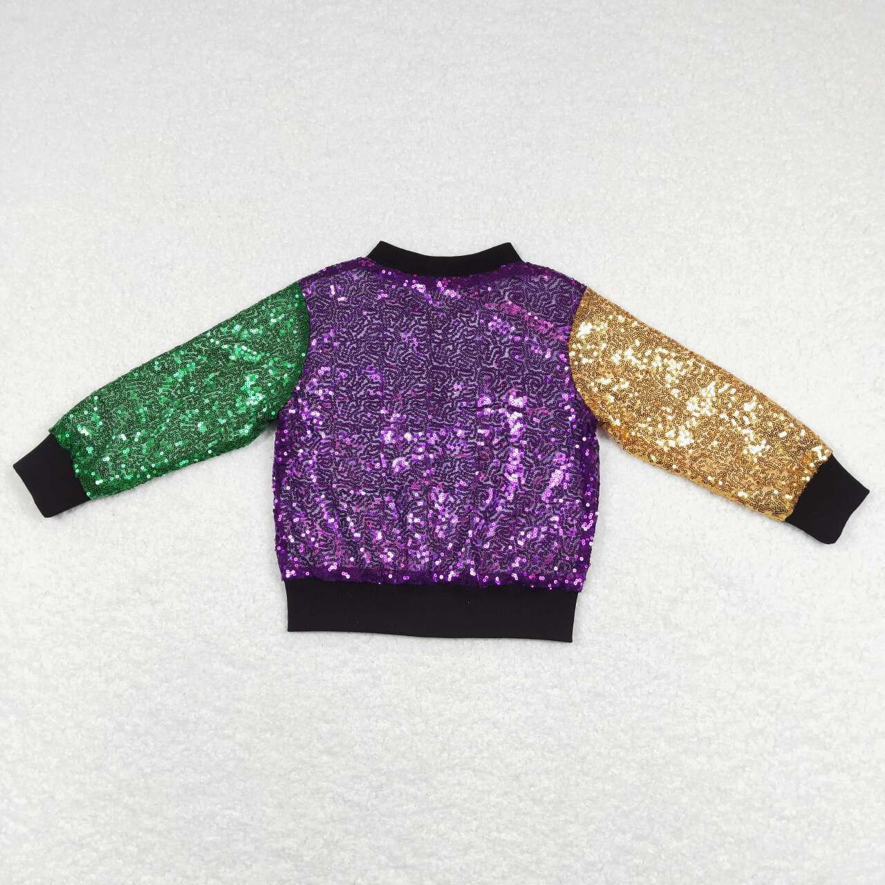 BT0451 Purple Green Yellow Sequin Girls Long Sleeve Top Jacket Coat