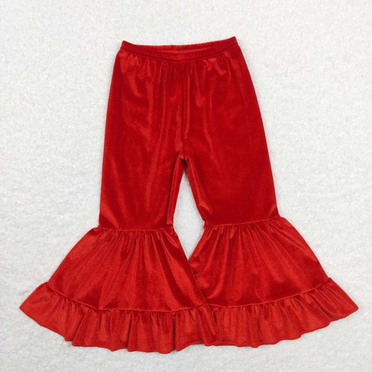 P0417 Red Velvet Print Girls Long Pants