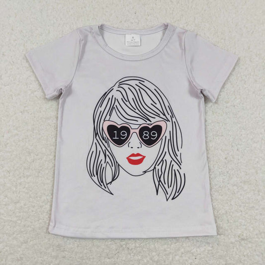 GT0434 1989 Grey Taylor Singer The Eras Tour Girls Short Sleeve Top T-shirts