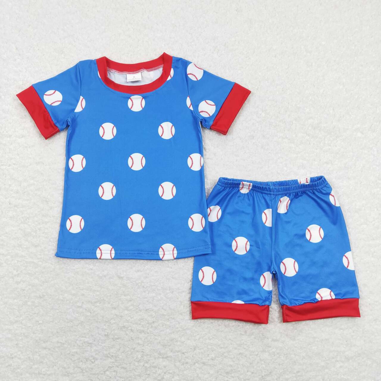 BSSO0503 Red Blue Softball Boys Short Sleeve Shorts Outfits