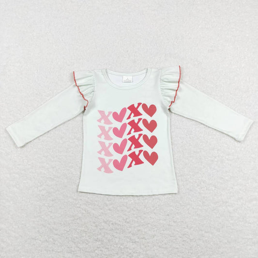 2Pcs GT0441 Valentine Pink Love Top + P0417 Red Velvet  Girls Long Sleeve Pants Outfits