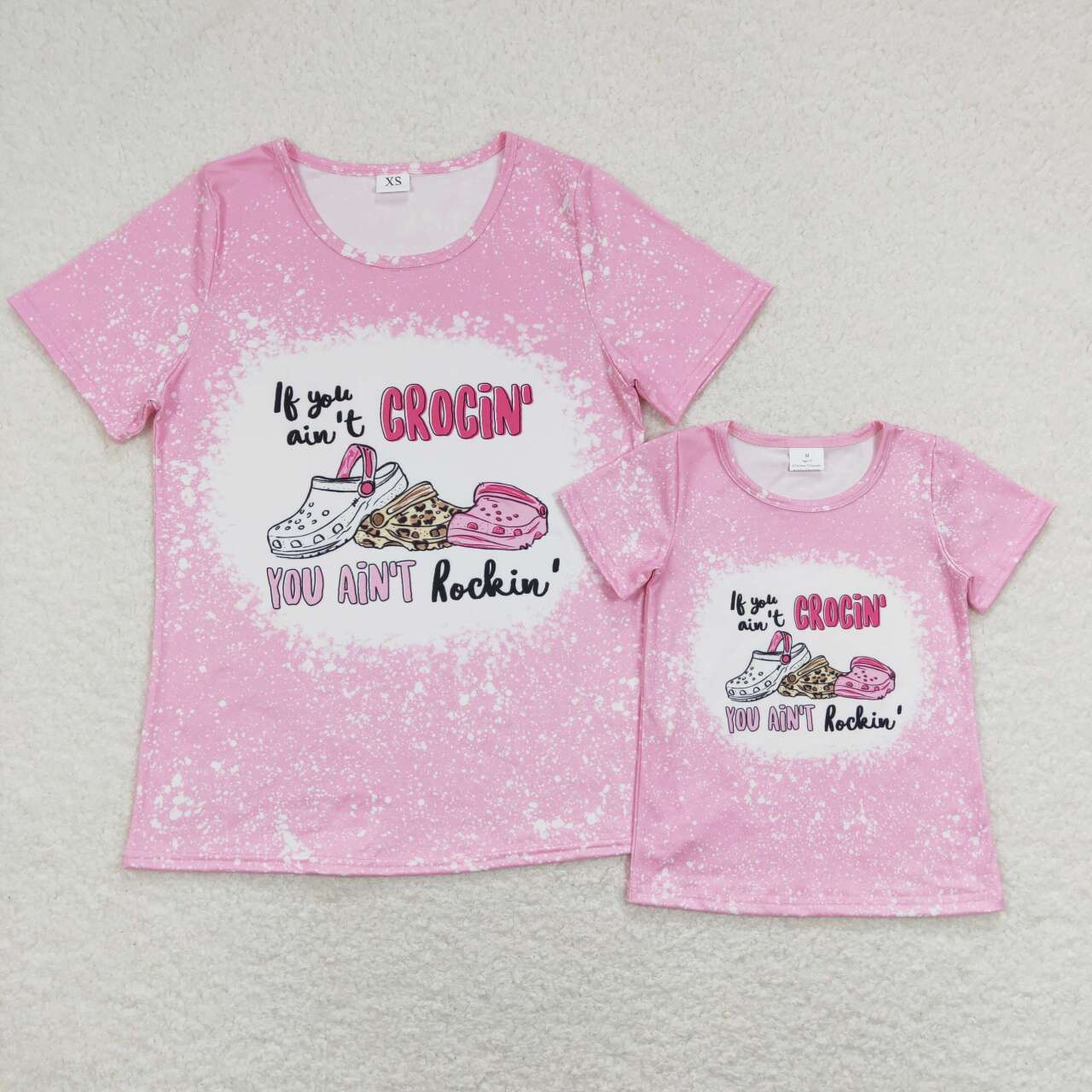 GT0443 Rockin crocin  pink Girls Short Sleeve Top T-shirts