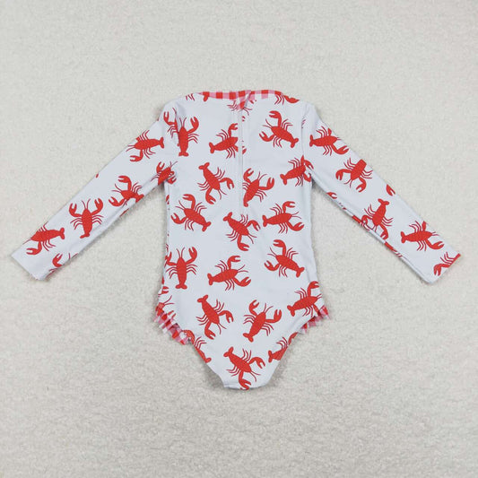 S0220 Red Crayfish Girls Swimming Bathing Suits Swimsuits