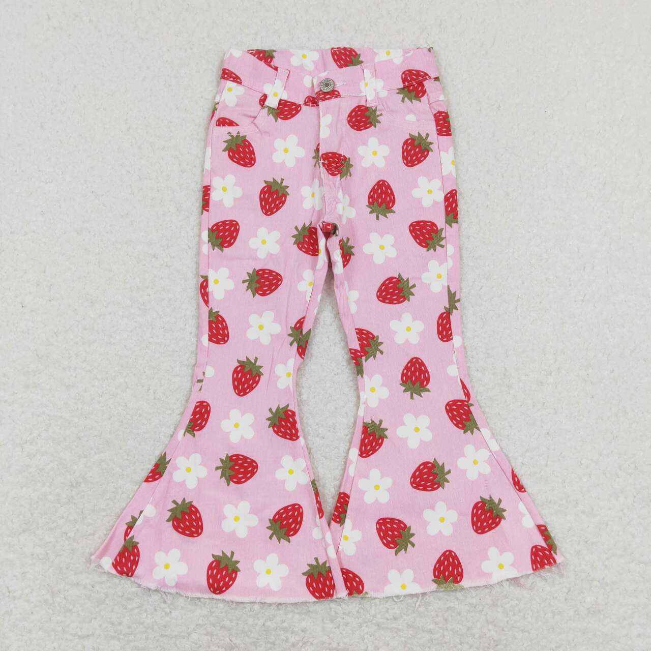 P0396 Pink Strawberry Girls Denim Jeans