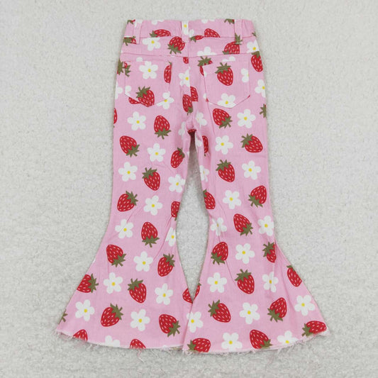 P0396 Pink Strawberry Girls Denim Jeans