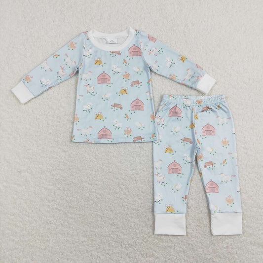 BLP0342 Blue Pink Farm  Boys Long Sleeve Pants Outfits Pajamas