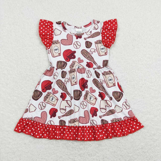 GSD0708 Valentine Love Red Softball Girls Short Sleeve Dresses