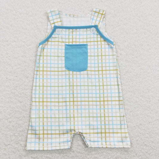 SR0650 Blue Pocket Girls Short Sleeve Romper