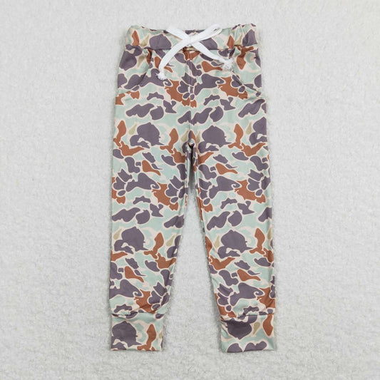 P0421  Green Leopard Camo Girls Legging Long Pants Bell Bottom