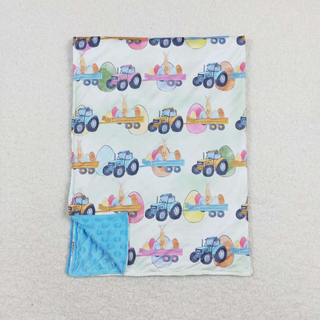 BL0117 Blue easter rabbit Print Blanket