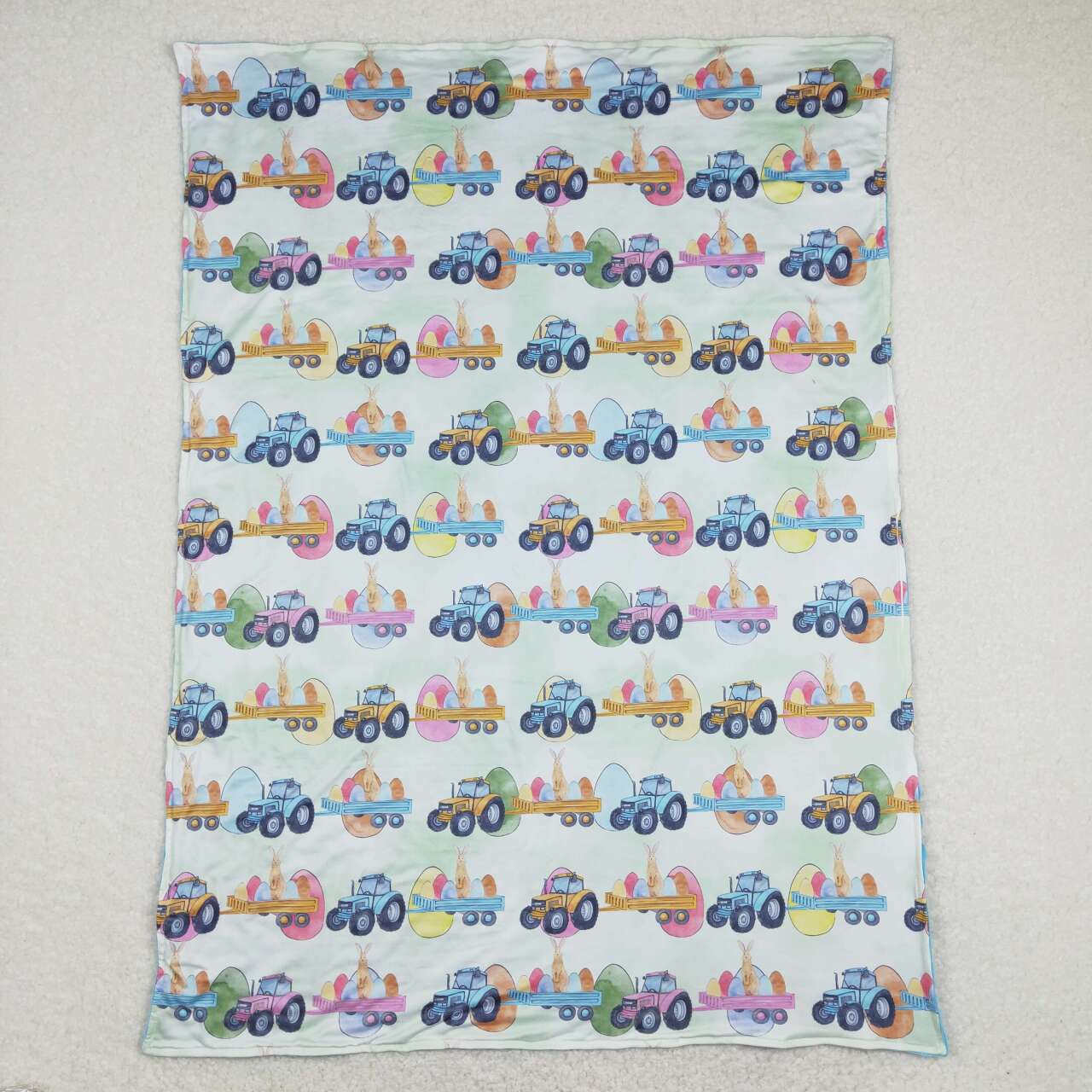 BL0117 Blue easter rabbit Print Blanket