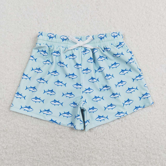 S0174 blue shark Cartoon Boys Bathing Suits Swimsuits Swimming Trunks