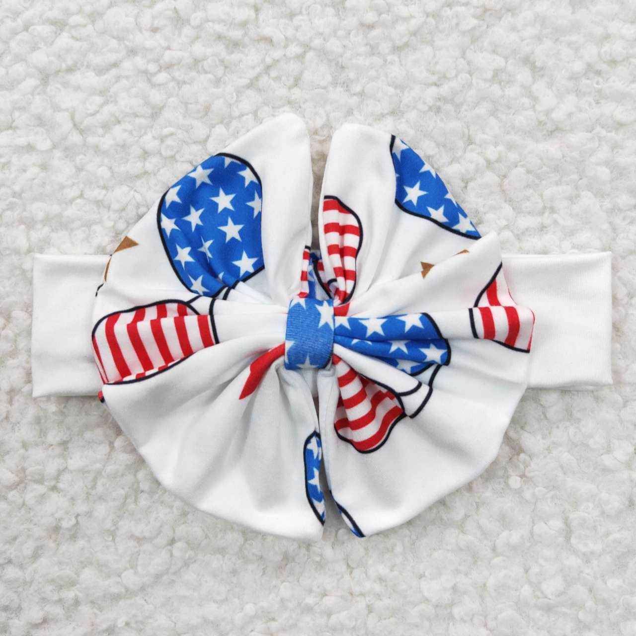 GBO0127 4th Of July Blue Red Babe 3Pcs Headband Bow With Girls Short Sleeve Bummies Outfits