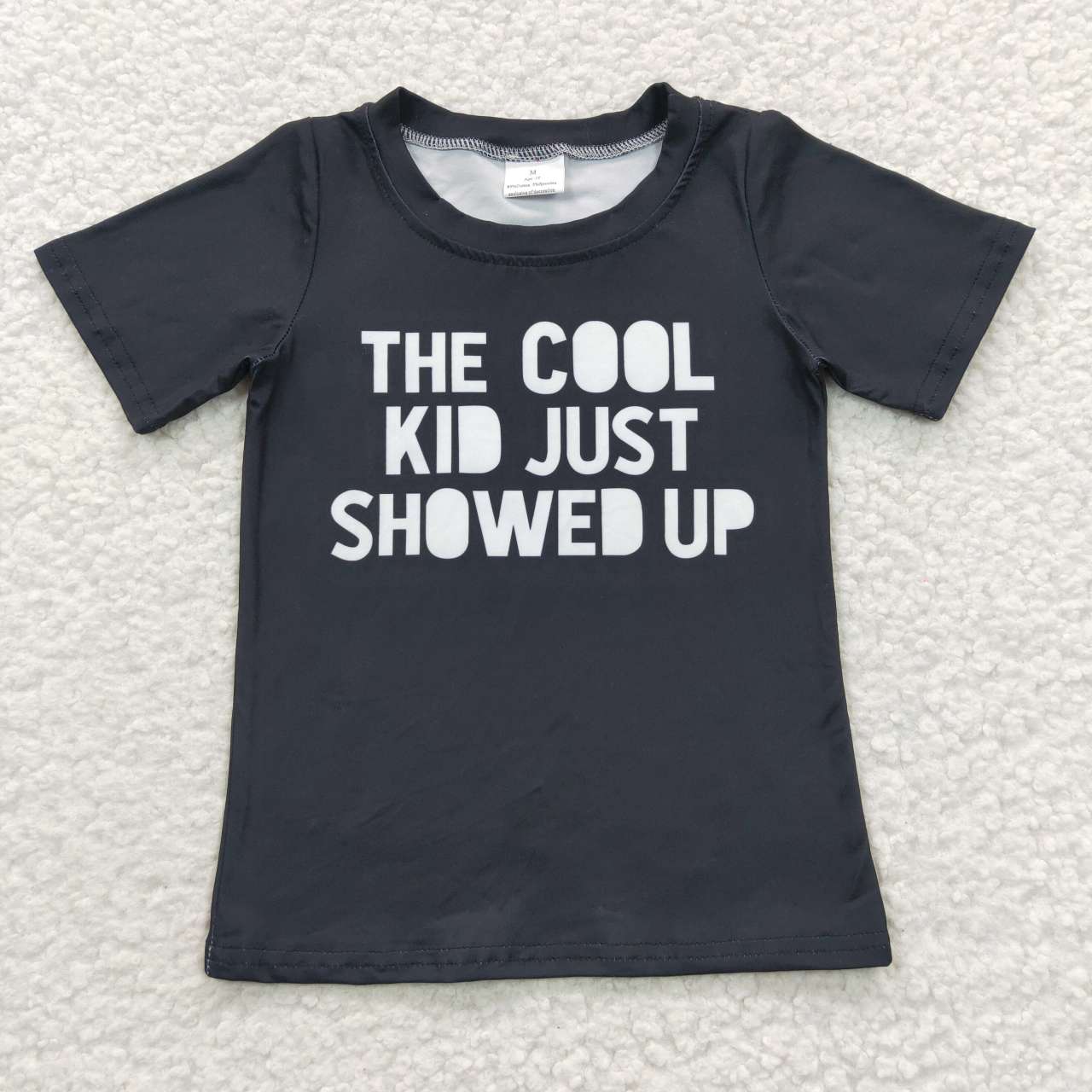 BT0220 Black The Cool Kid Just Showed Up Boys Short Sleeve Top T-shirts