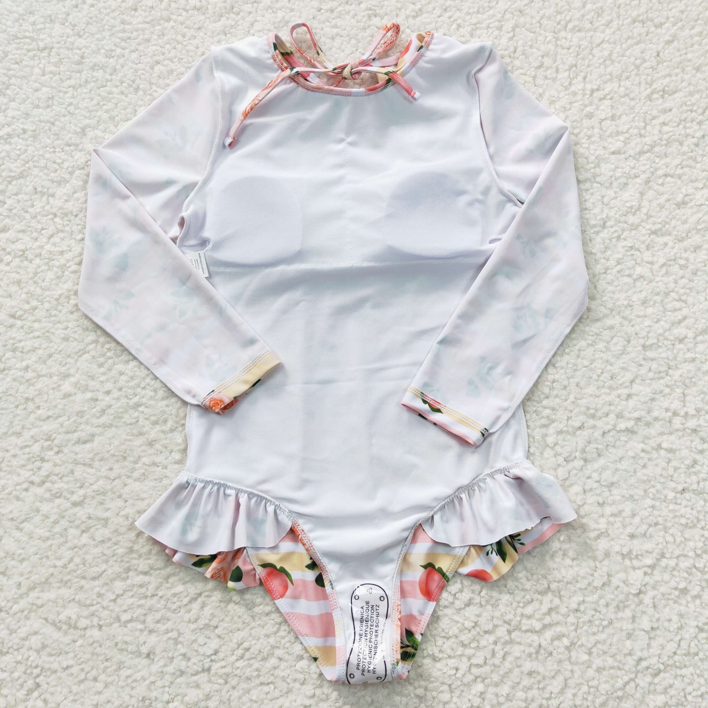 S0139 Pink Floral  Girls Swimming Bathing Suits Swimsuits