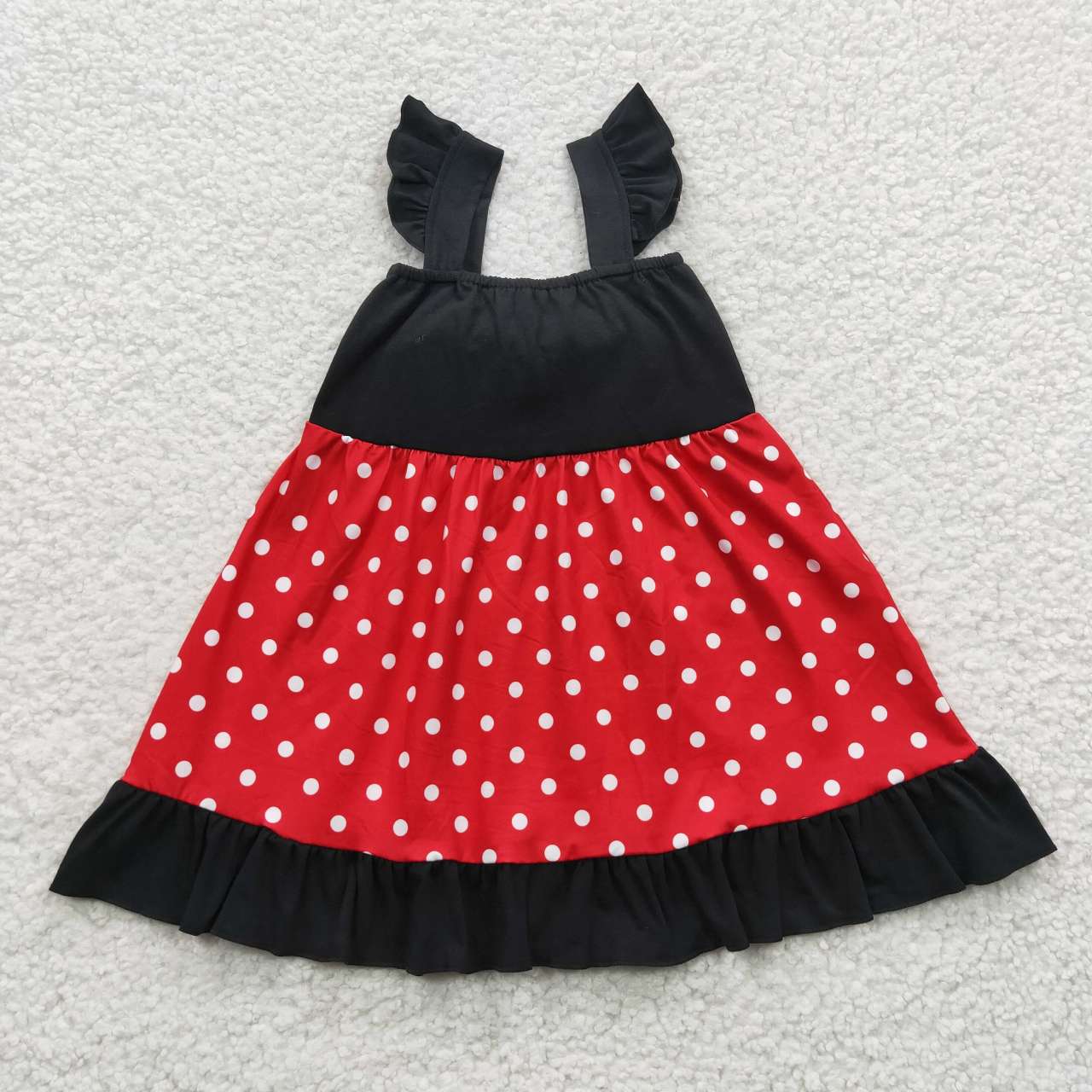 GSD0344  Red Black Bow Princess Girls Short Sleeve Dresses