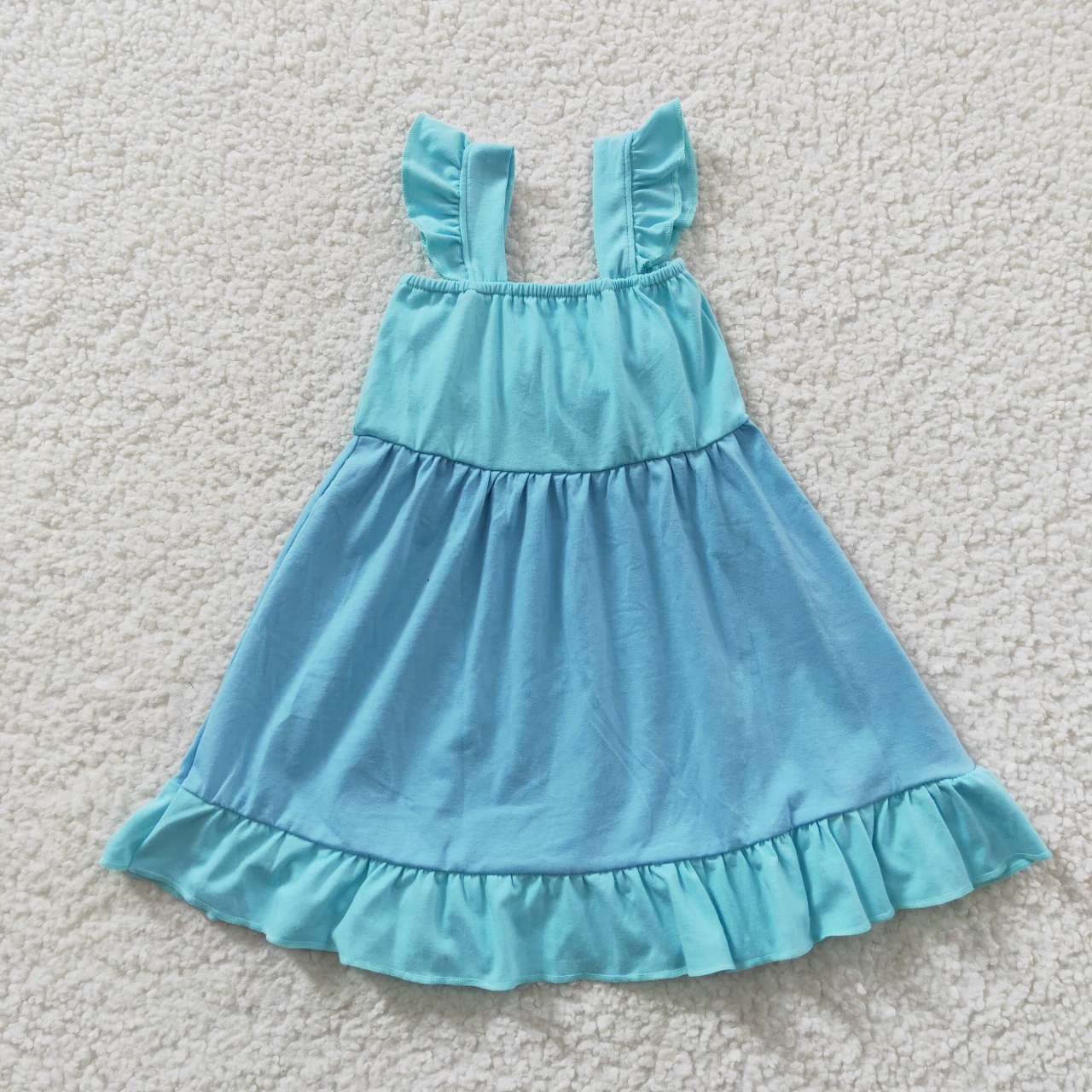 GSD0341 Blue Tutu Tulle Bow Girls Short Sleeve Dresses