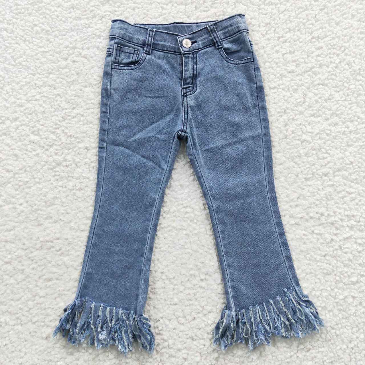 B7-13 Baby Girls Tassels Hot Sale Kids Denim Jeans