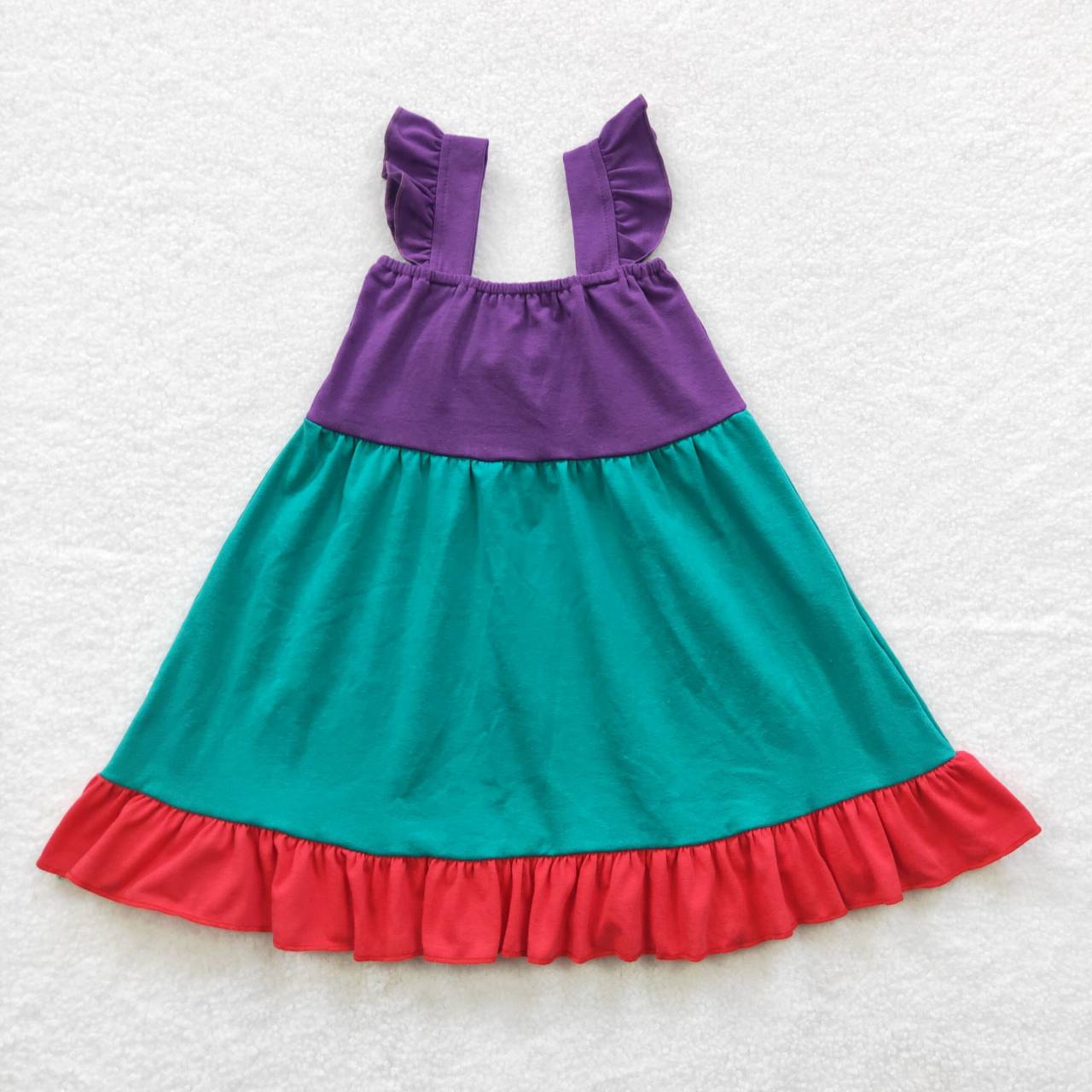 GSD0345 Red Blue Purple Green Bow Girls Short Sleeve Dresses