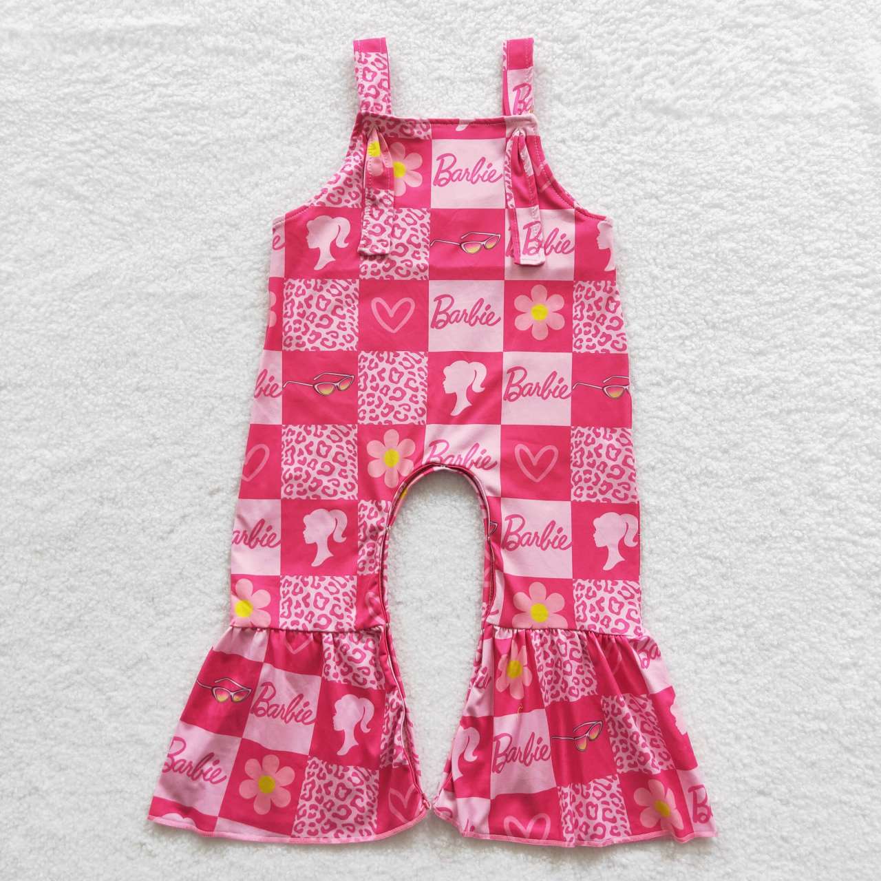 SR0382 Pink Cartoon Girls Sleeveless Jumpsuit Overall Pants