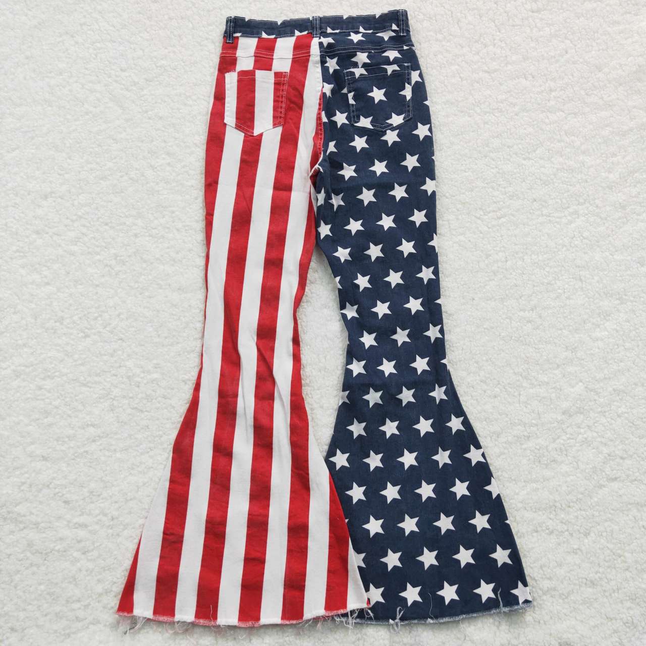 P0119 Adult 4th of July Blue White Striped Girls Bell Pants Denim Jeans