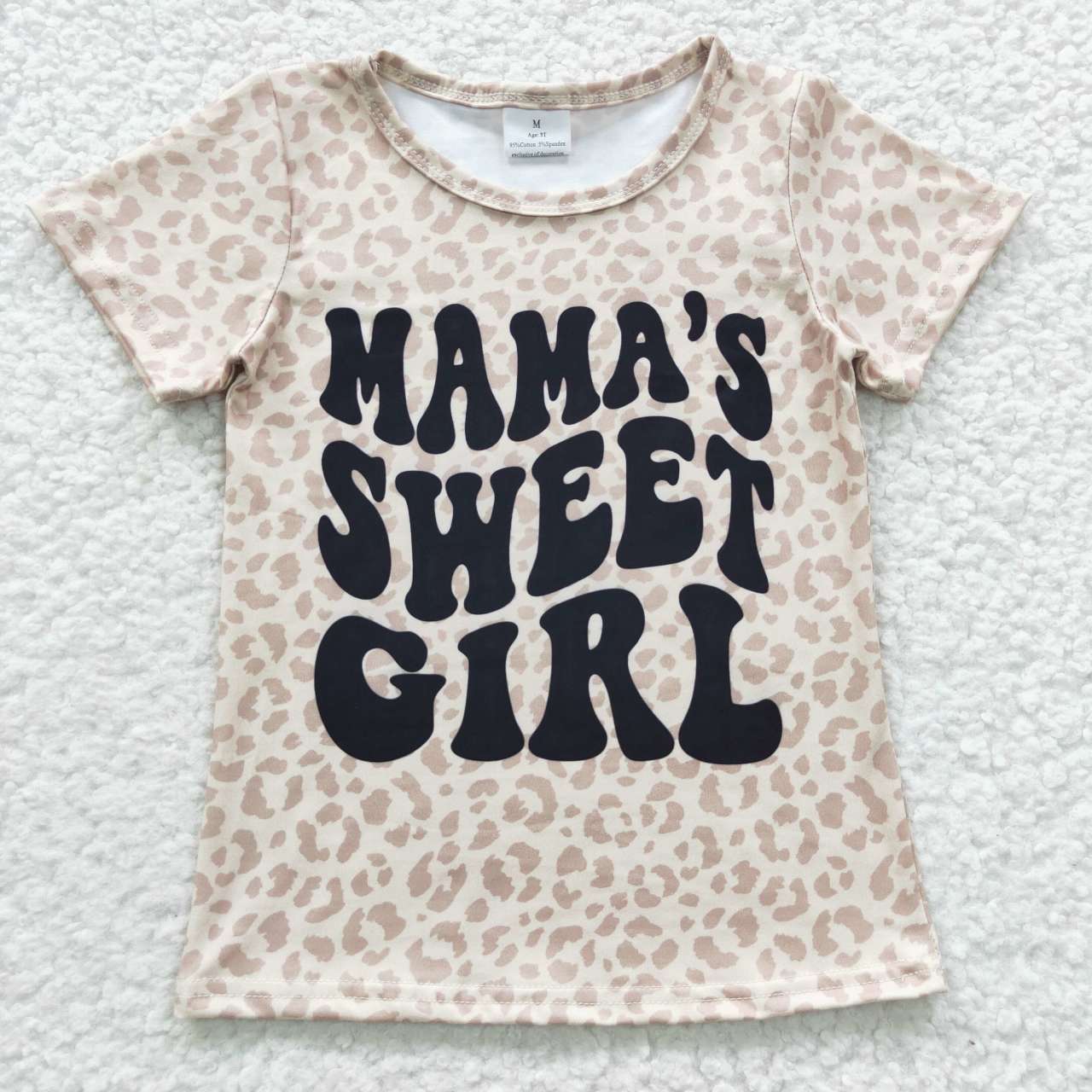 GT0185 Mama Sweet Girl leopard  Girls Short Sleeve Top T-shirts