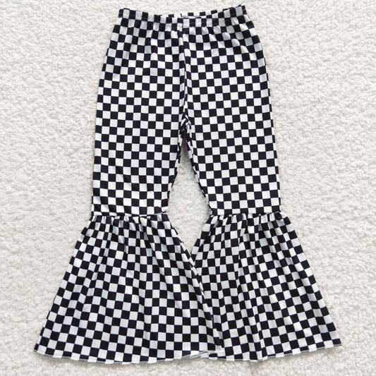 P0146 Black Plaid Girls Long Pants