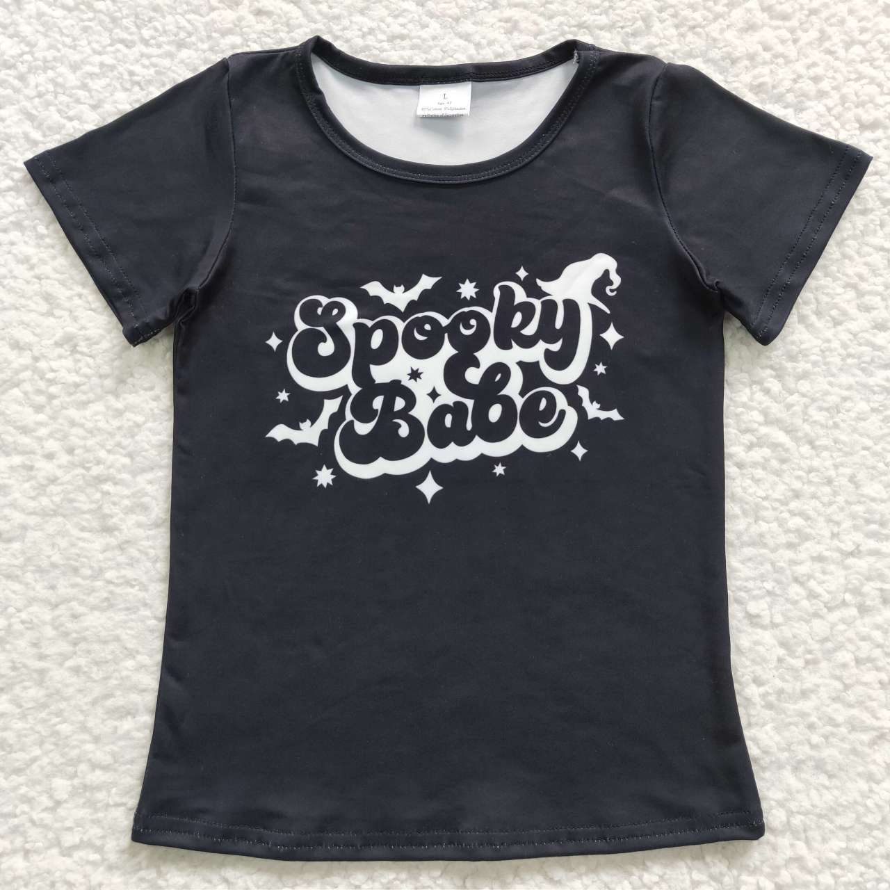 GT0191 Black Halloween Spooky babe Girls Short Sleeve Top T-shirts