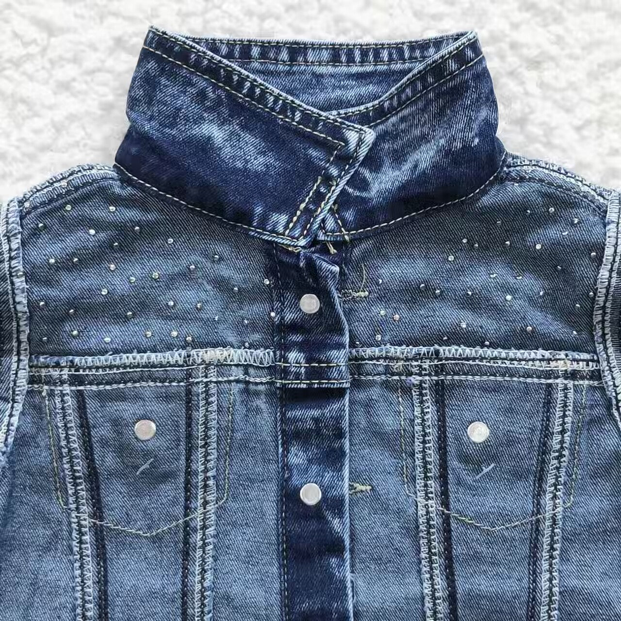 GT0175 Sequin Blue Girls Denim Jacket