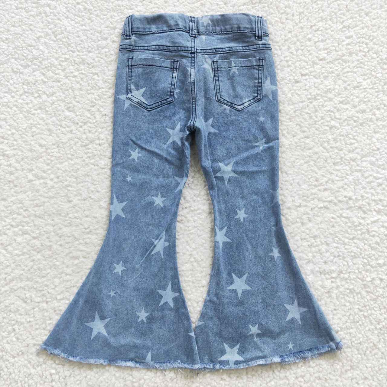 P0108 Blue Star Girls Bell Pants Denim Jeans