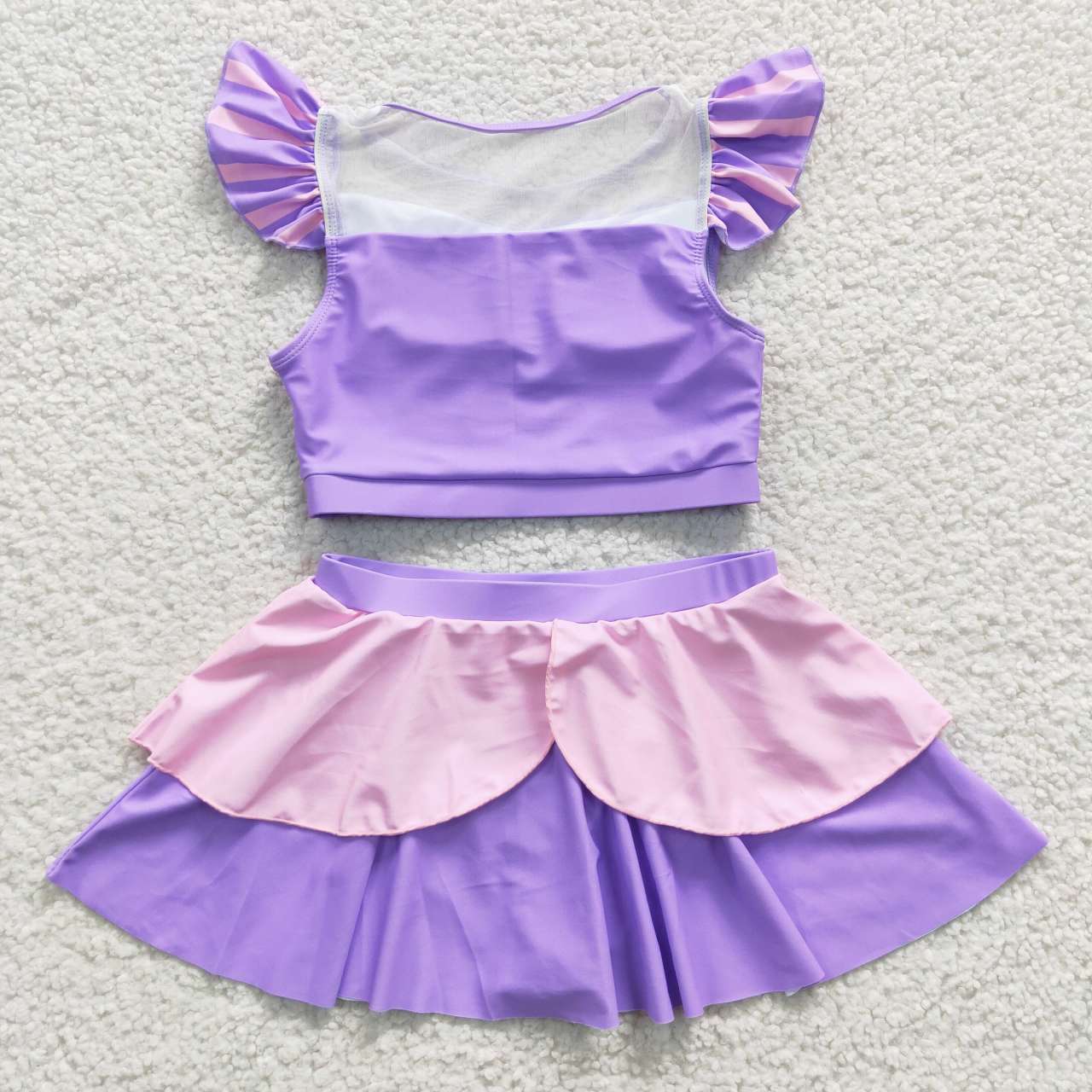 S0145 Purple Pink Girls Swimming Bathing Suits Swimsuits