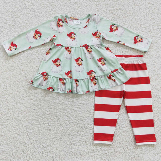 GLP0431 Christmas Red Santa Tunic Girls Long Sleeve Pants Outfits