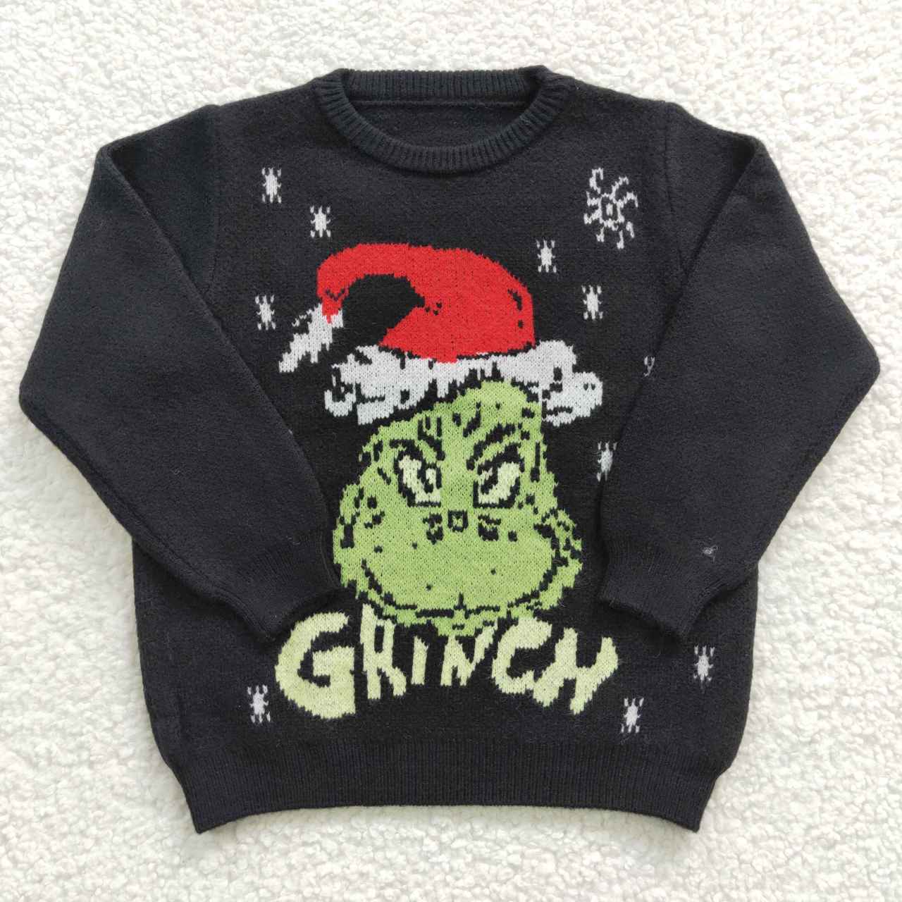 GT0188 Christmas Green Cartoon Girls Boys Long Sleeve Sweater