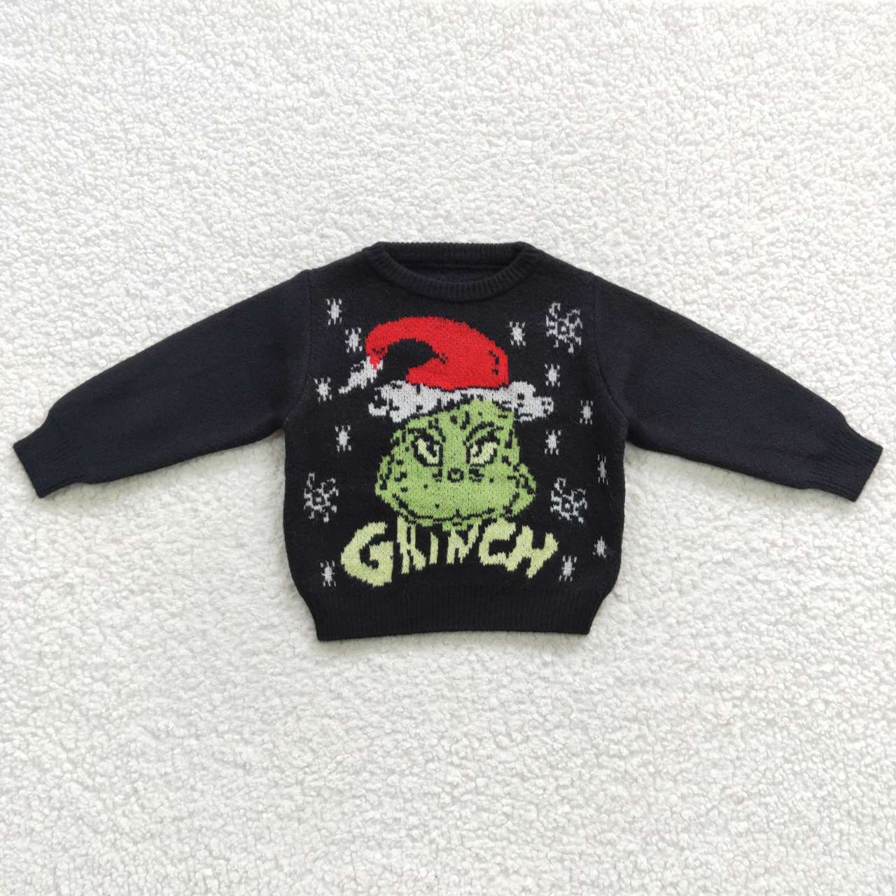 GT0188 Christmas Green Cartoon Girls Boys Long Sleeve Sweater