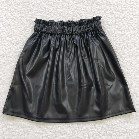 GLK0013 Black  leather  Girls Dresses