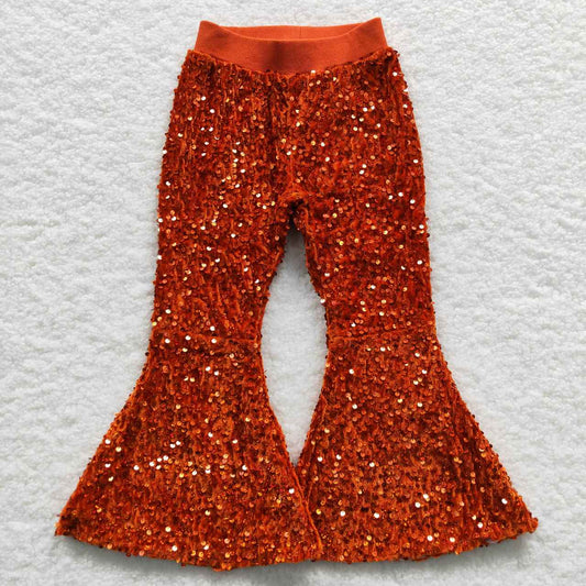 P0147 Red Sequin Bell-bottom Kids Long Pants