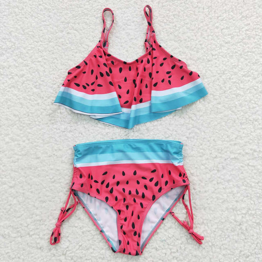 S0143 Pink blue Watermelon Girls Swimming Bathing Suits Swimsuits