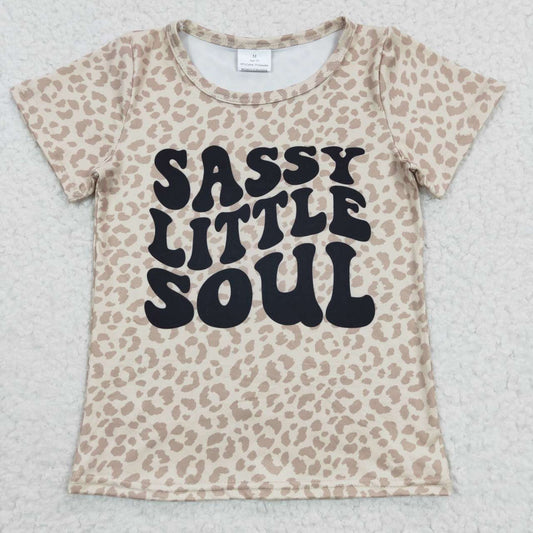 GT0184 Sassy Little Soul Leopard Girls Short Sleeve Top T-shirts