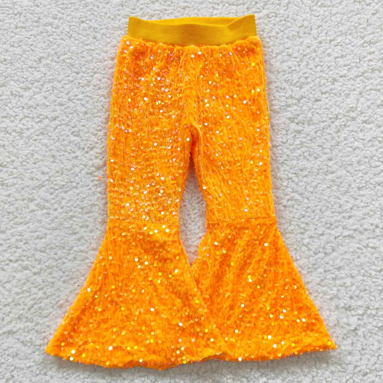 P0149 Yellow Sequin Bell-bottom Kids Long Pants – ZHOHAO-1