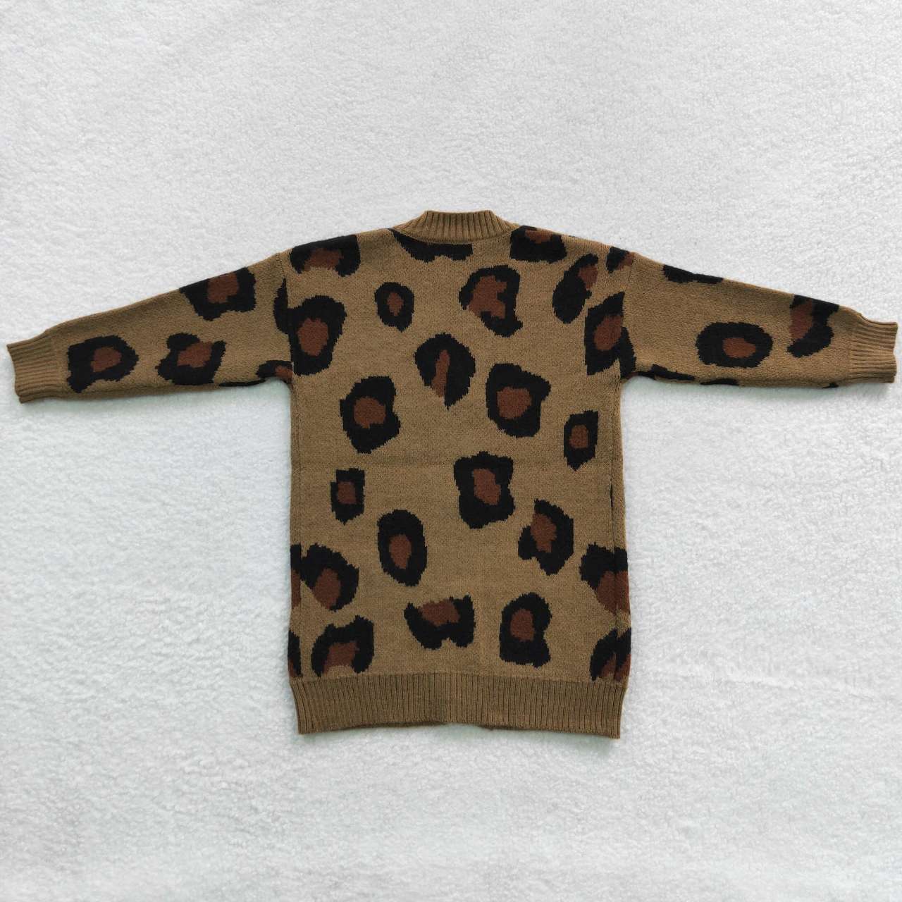 GT0189 Leopard Print Girls Long Sleeve Cardigan Sweater