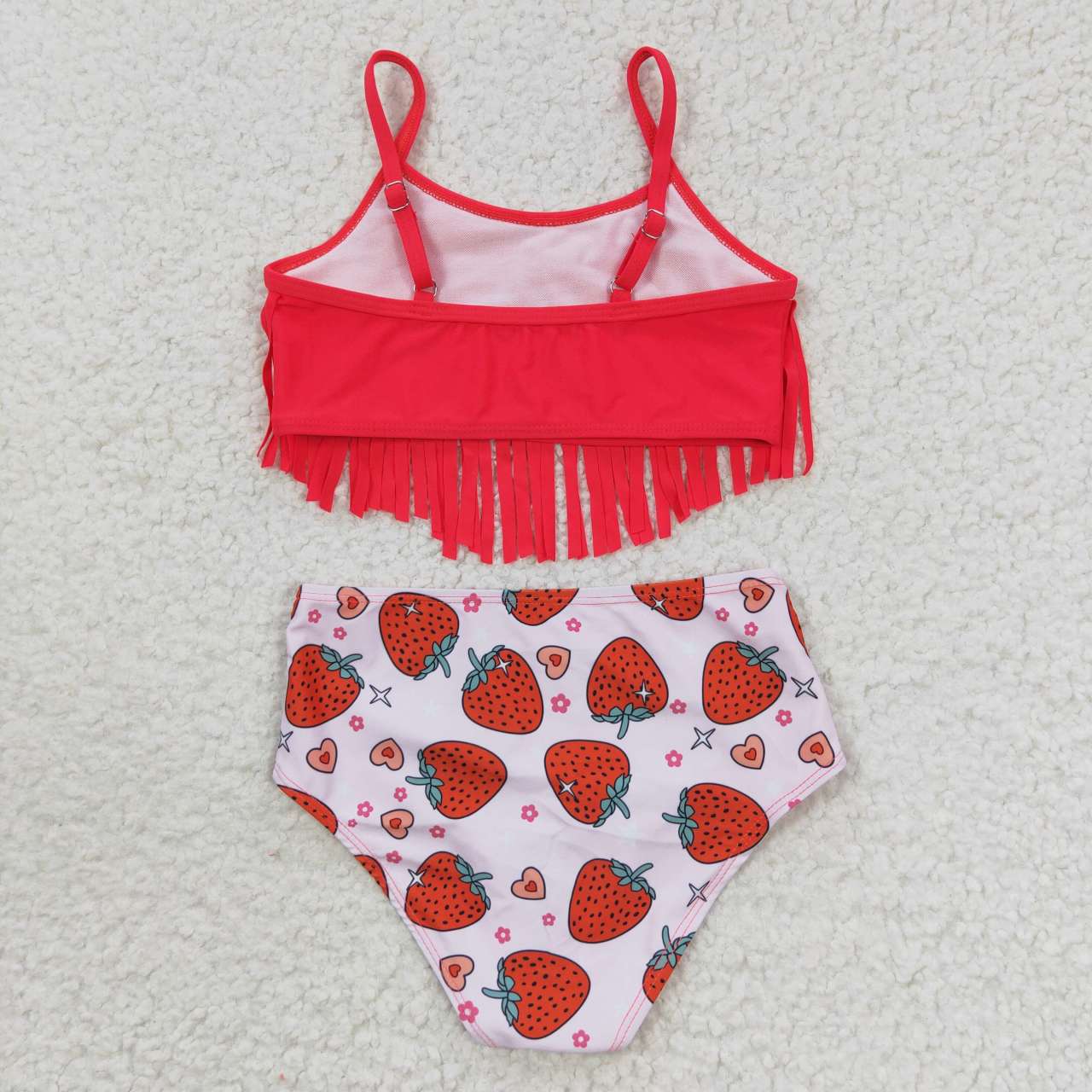 S0142 Pink Strawberry Girls Swimming Bathing Suits Swimsuits