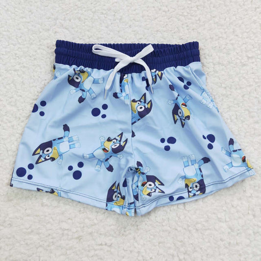 S0137 Blue Dog Cartoon Boys Bathing Suits Swimsuits Swimming Trunks