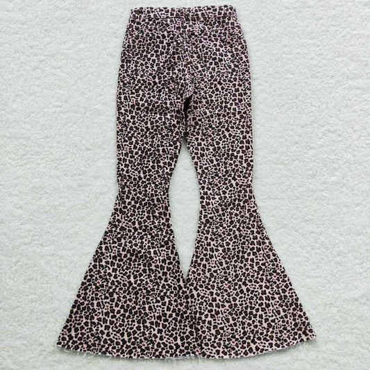 P0117 Adult Leopard Print  Girls Bell Pants Denim Jeans