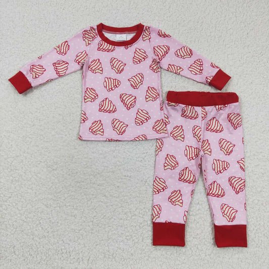 GLP0453 Christmas Red Tree Girls Long Sleeve Pants Outfits Pajamas