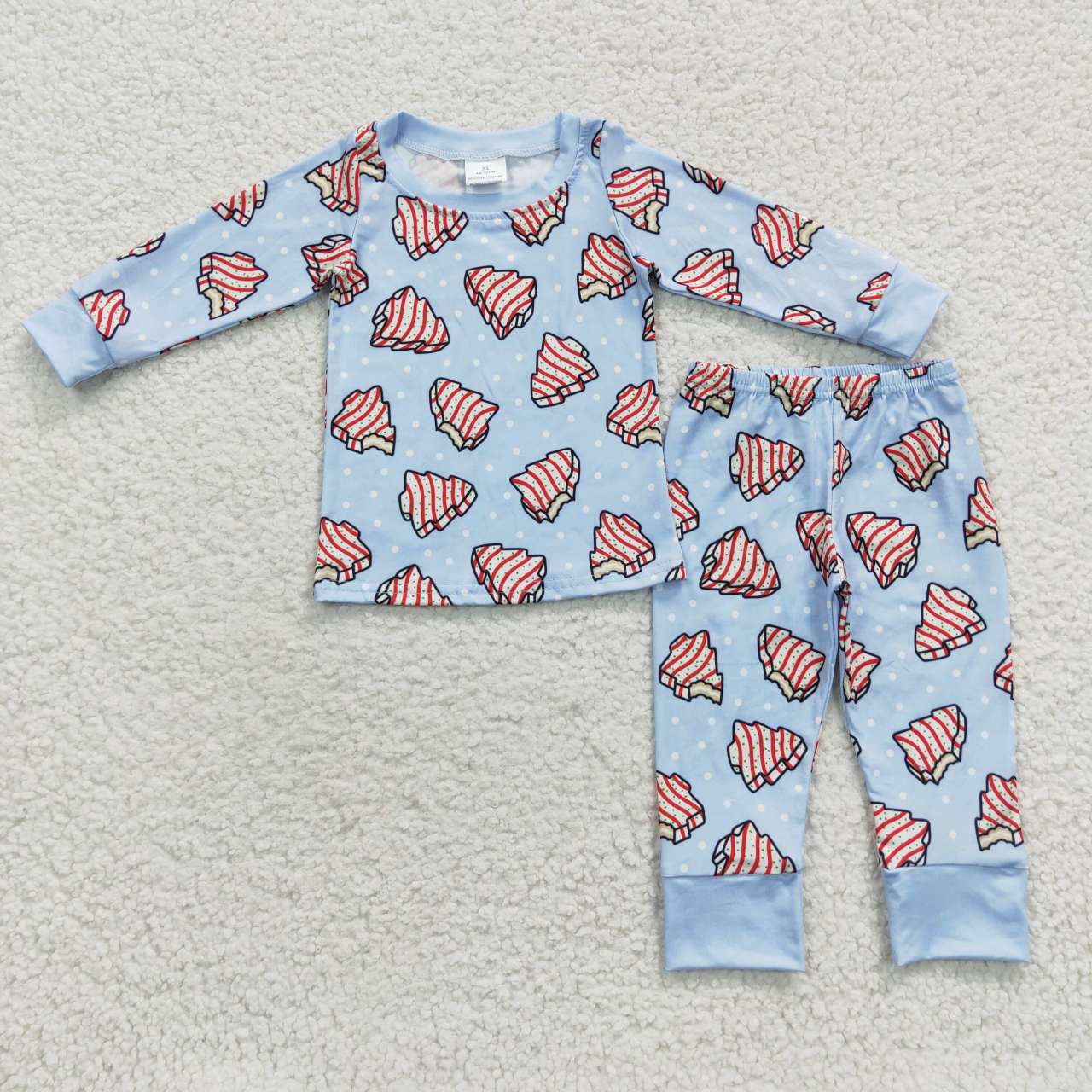 BLP0181 Christmas Tree Blue Boys Long Sleeve Pants Outfits Pajamas