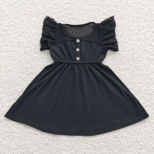 GSD0 Black  Tulle Tutu Girls Short Sleeve Dresses