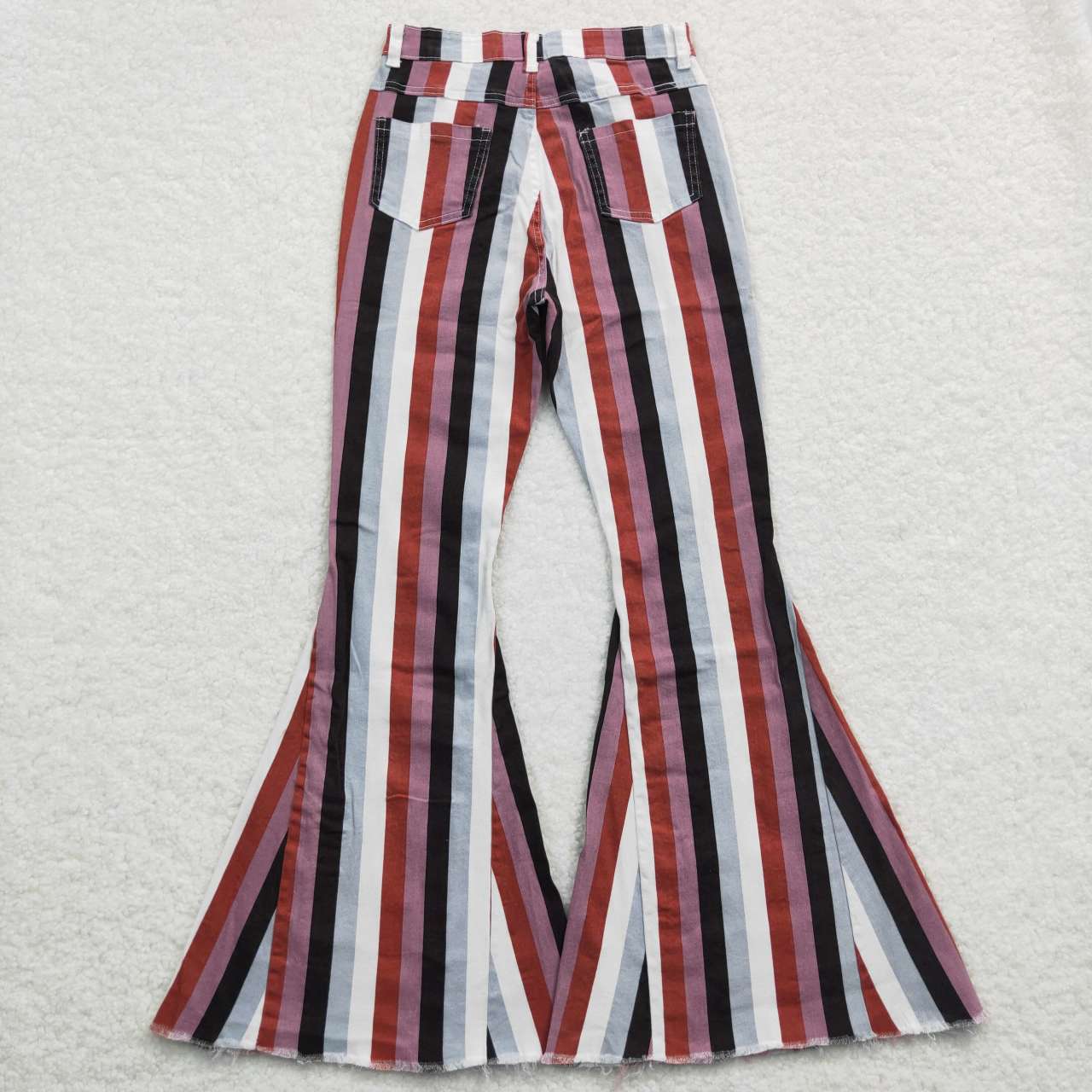 P0152 Adult Red White Blue Striped Girls Bell Pants Denim Jeans