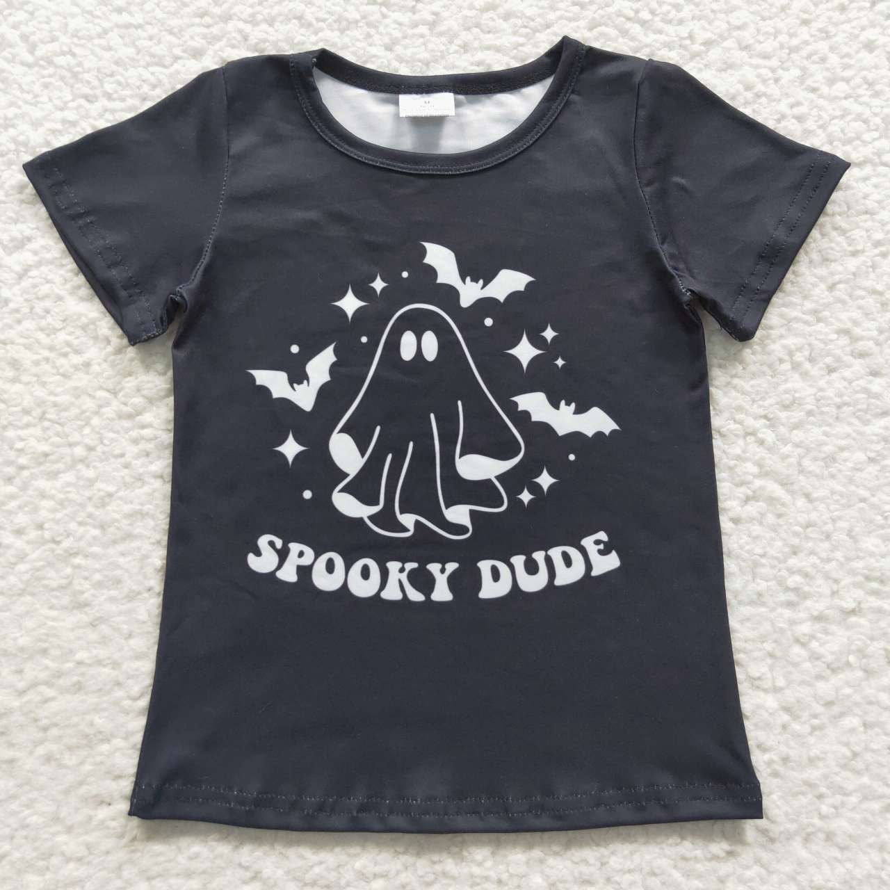 BT0247 Halloween Black Spooky Ghost Cartoon Boys Short Sleeve Top T-shirts