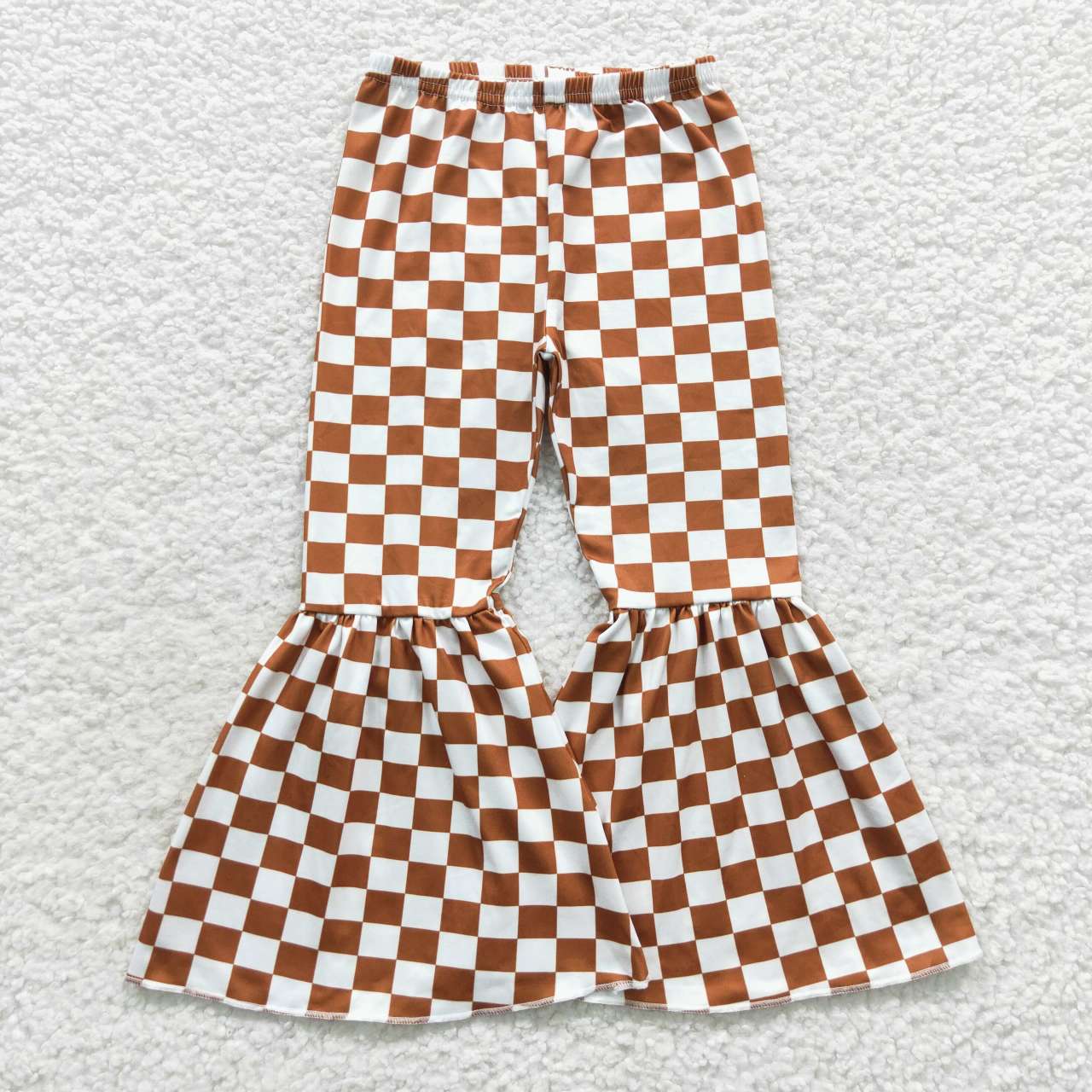 P0204 Orange Plaid Print Girls Long Pants